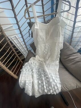 White Lace Midi Dress - Elegant Feminine Style lace wedding dress